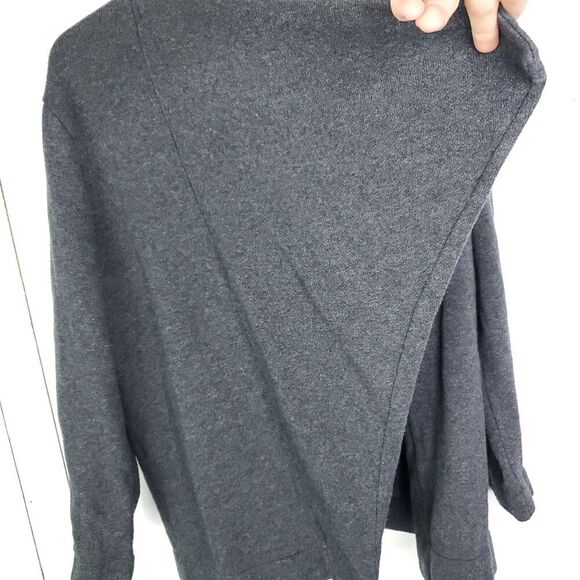 J Crew Sweater Womens L Cardigan Oversized Draped Collar Dark Gray Mid Weight - Picture 4 of 9